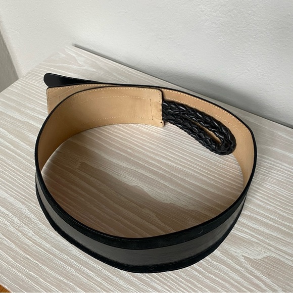 Neiman Marcus by Streets Ahead Black Leather and Suede Belt Size Medium - Picture 6 of 7
